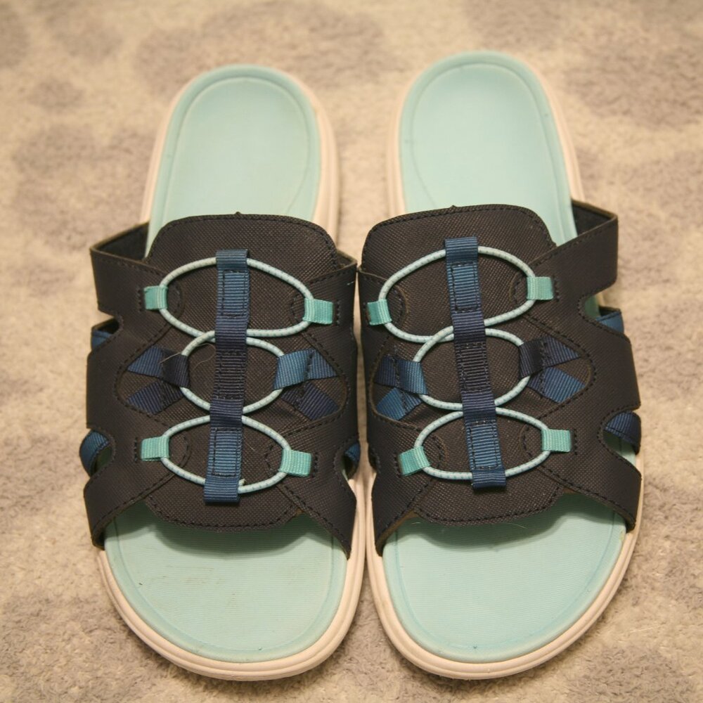 Land's End Women's Slide on Flip Flops, Size 10, Blue